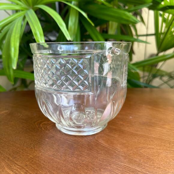 Vintage Ice Bucket Thumbprint Diamond Quilted Pattern Pressed Glass - Picture 2 of 9